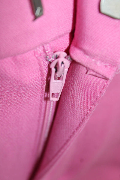 Zara Women Cropped Pants Pink Cotton Zip Solid Size M