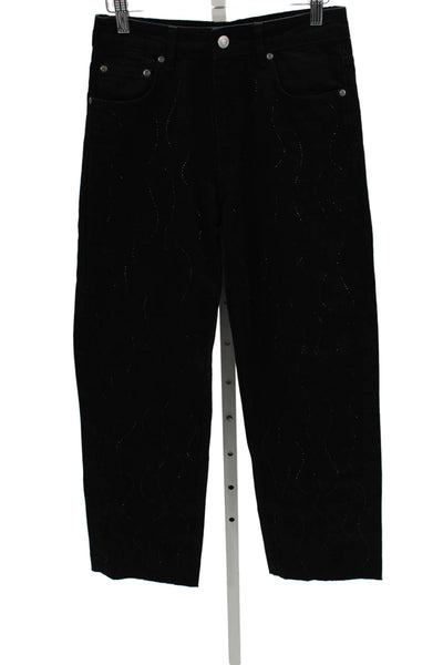Zara Womens Straight Jeans Black High Rise Cotton Zip Size 4