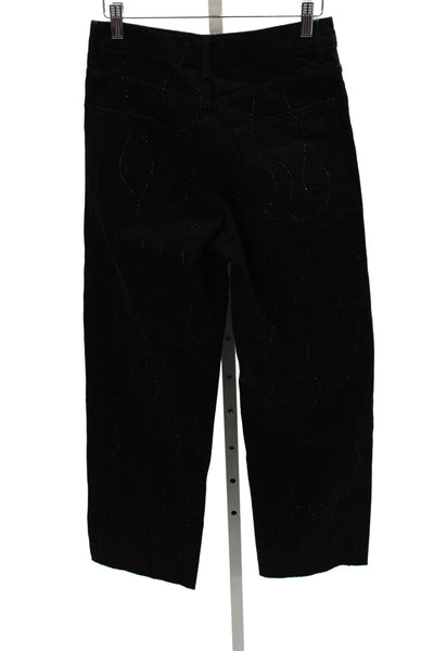 Zara Womens Straight Jeans Black High Rise Cotton Zip Size 4