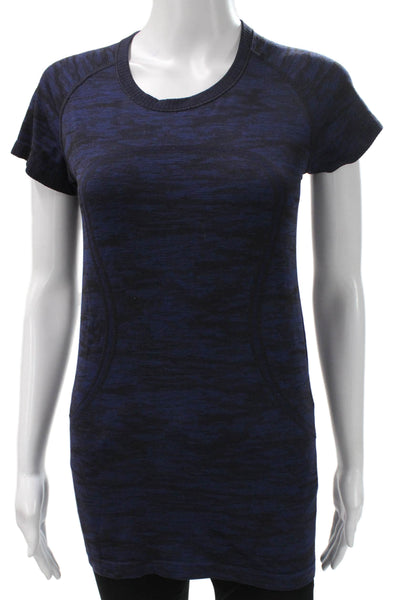 Lululemon Women Basic Blue Crew Short Sleeve Nylon Tee Size 8