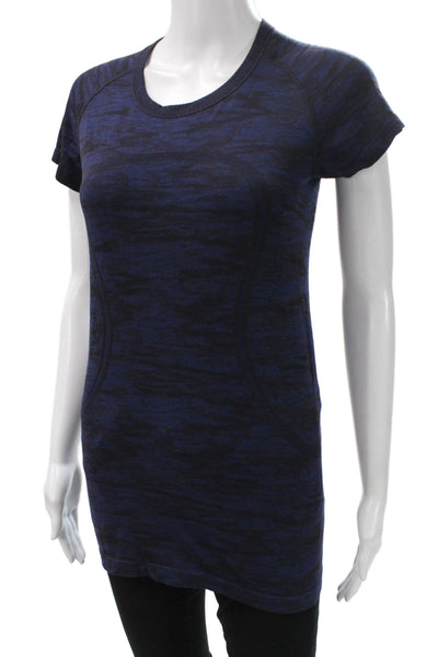 Lululemon Women Basic Blue Crew Short Sleeve Nylon Tee Size 8