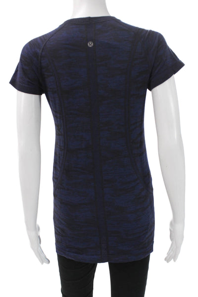 Lululemon Women Basic Blue Crew Short Sleeve Nylon Tee Size 8