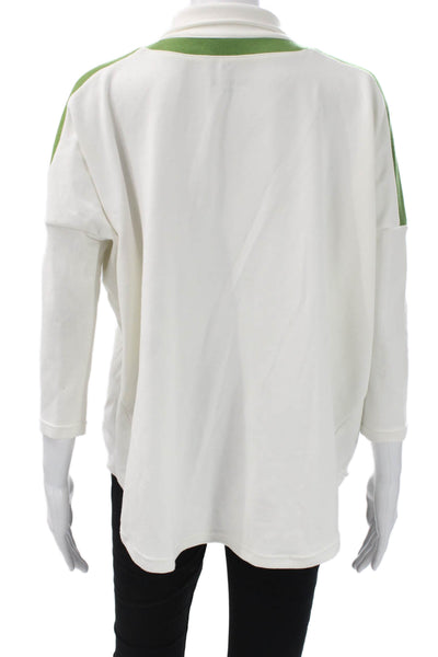 Tuckernuck Women Pullover Sweatshirt White Collared Zip 3/4 Sleeve Size XS