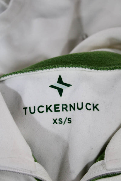 Tuckernuck Women Pullover Sweatshirt White Collared Zip 3/4 Sleeve Size XS
