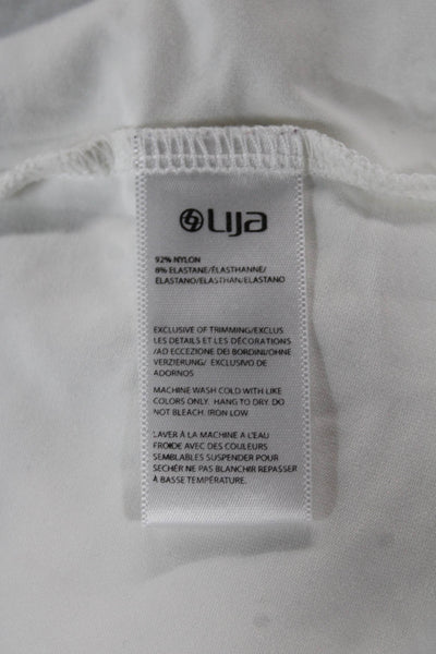 Lija Women White Collared Short Sleeve Nylon Basic Polo Size M