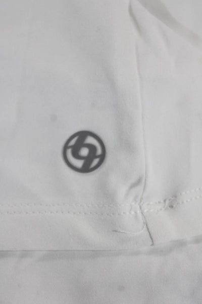 Lija Women White Collared Short Sleeve Nylon Basic Polo Size M
