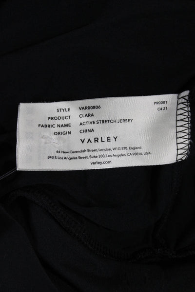 Varley Womens Basic Black Long Sleeve Crew Neck T-Shirt Polyester Size XS