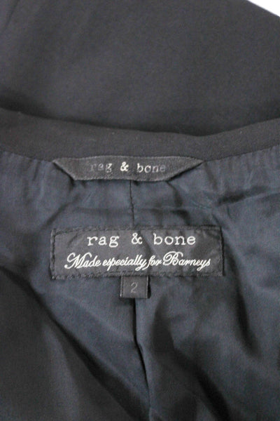 Rag & Bone Women Black Wool Blazer Button Closure Long Sleeve Size 2