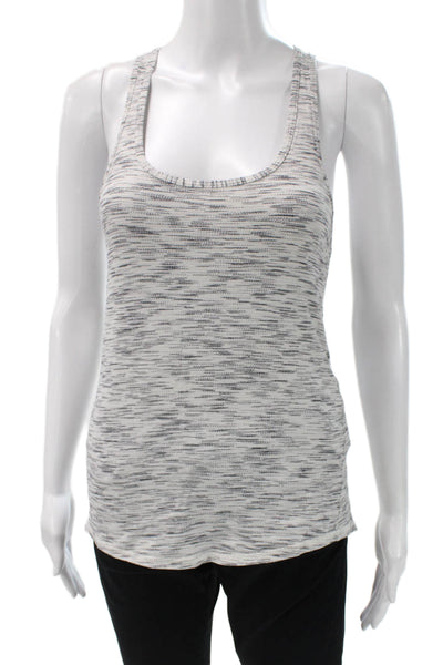 Lululemon Women Striped Scoop Neck Sleeveless Tank Gray Nylon Size 6
