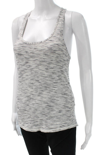 Lululemon Women Striped Scoop Neck Sleeveless Tank Gray Nylon Size 6