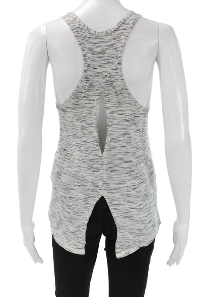Lululemon Women Striped Scoop Neck Sleeveless Tank Gray Nylon Size 6