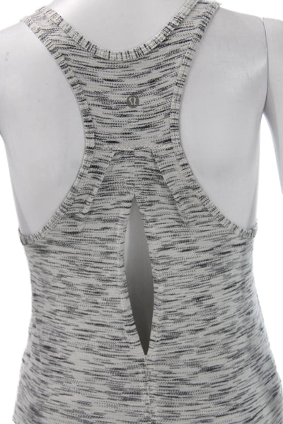 Lululemon Women Striped Scoop Neck Sleeveless Tank Gray Nylon Size 6