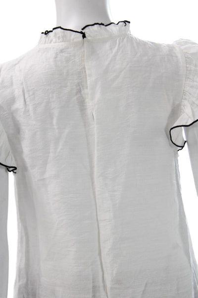 English Factory Women Basic White Rayon High Neck Short Sleeve Blouse Size XS