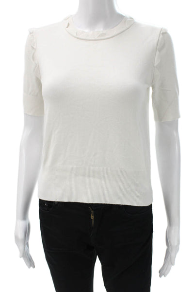 J Crew Women Basic White Viscose Crew Neck Short Sleeve T-Shirt Size XS