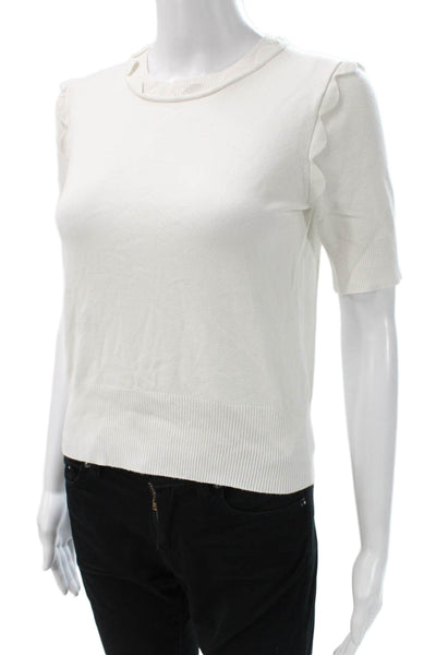 J Crew Women Basic White Viscose Crew Neck Short Sleeve T-Shirt Size XS