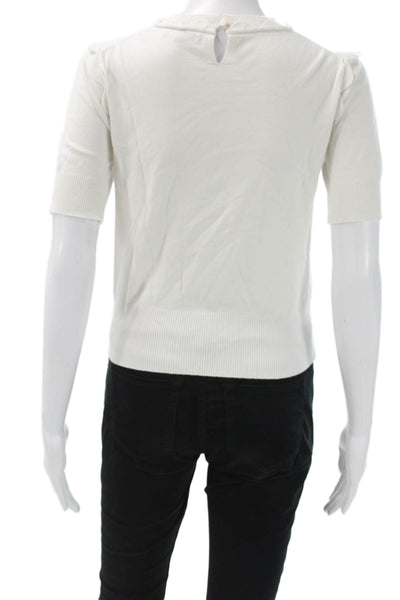 J Crew Women Basic White Viscose Crew Neck Short Sleeve T-Shirt Size XS