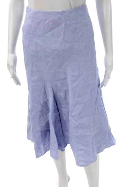 J Crew Women Trumpet Linen Midi Skirt Blue Pull On Size XS