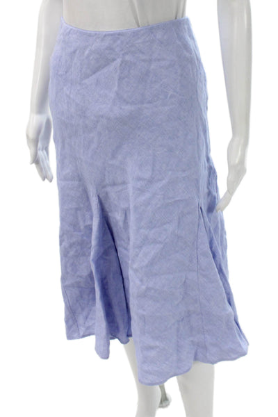 J Crew Women Trumpet Linen Midi Skirt Blue Pull On Size XS