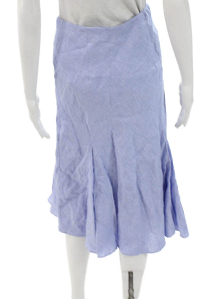 J Crew Women Trumpet Linen Midi Skirt Blue Pull On Size XS