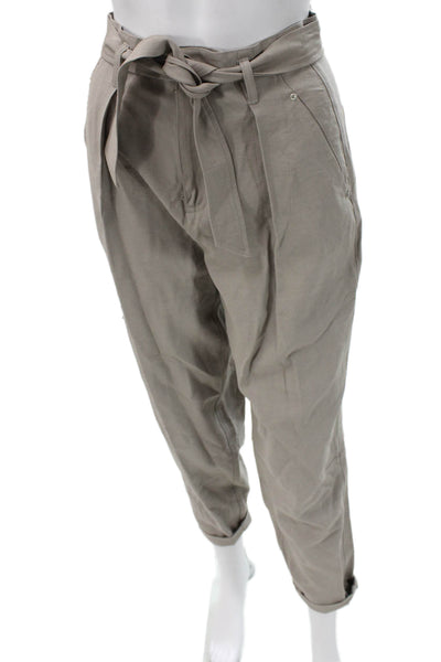 Intermix Women Paperbag Pants Gray Viscose Tie Waist Inseam 25 Size 0