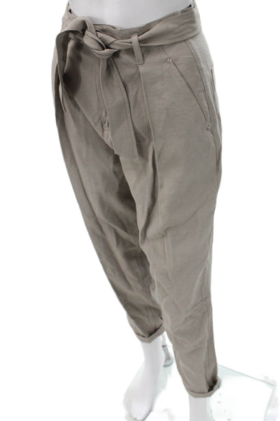 Intermix Women Paperbag Pants Gray Viscose Tie Waist Inseam 25 Size 0