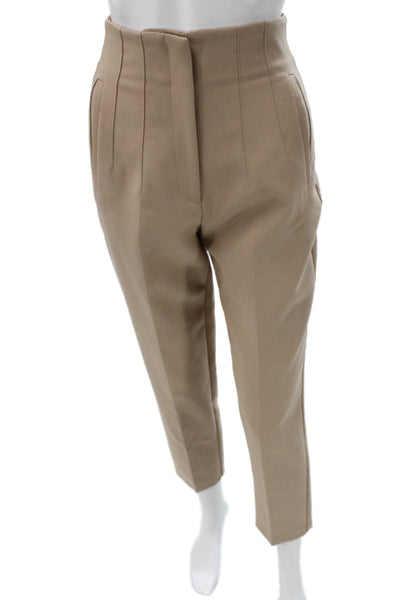 Zara Women Cropped Pants Beige Polyester Zip Size XS