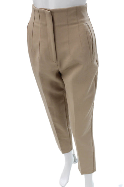 Zara Women Cropped Pants Beige Polyester Zip Size XS