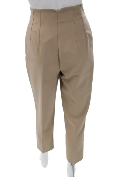 Zara Women Cropped Pants Beige Polyester Zip Size XS