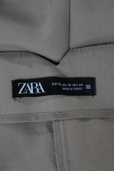 Zara Women Cropped Pants Beige Polyester Zip Size XS