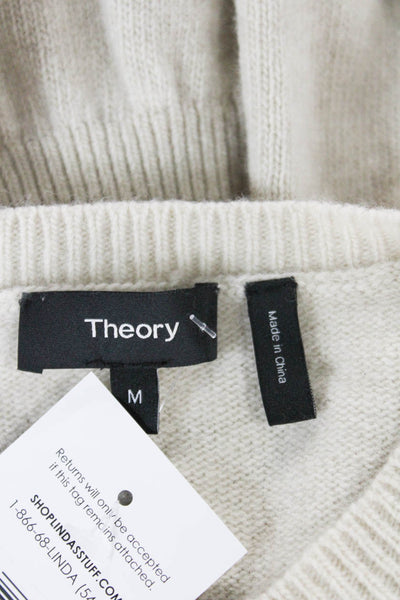 Theory Womens Beige Sweater Dress Wool Long Sleeve Crew Neck Size M