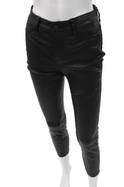 L'Agence Womens Ankle Lamb Leather Pants Black Size 27