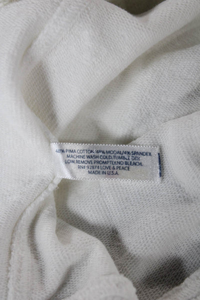 Splendid Women Pullover White Pima Cotton Scoop Neck Long Sleeve Size S
