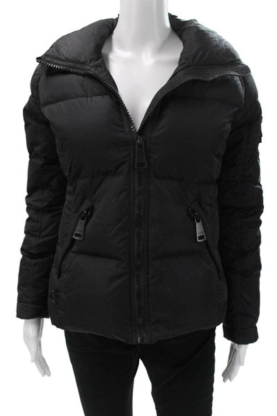 SAM Womens Puffer Jacket Black Nylon Zip Long Sleeve Size S