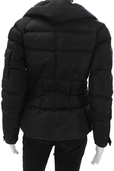 SAM Womens Puffer Jacket Black Nylon Zip Long Sleeve Size S