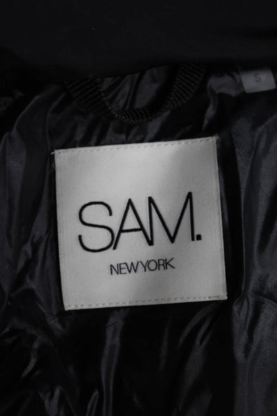 SAM Womens Puffer Jacket Black Nylon Zip Long Sleeve Size S