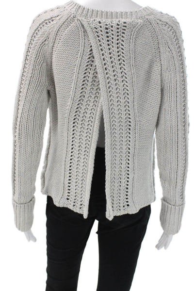 Free People Womens Pullover Sweater Gray Geometric Cotton Long Sleeve Size S