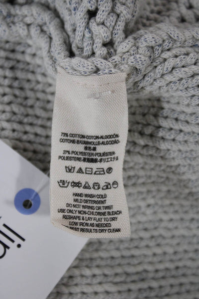 Free People Womens Pullover Sweater Gray Geometric Cotton Long Sleeve Size S