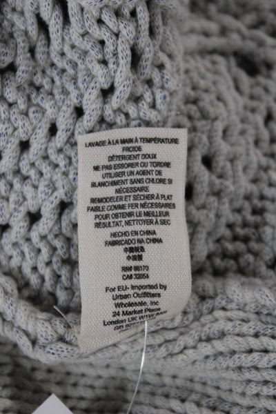 Free People Womens Pullover Sweater Gray Geometric Cotton Long Sleeve Size S