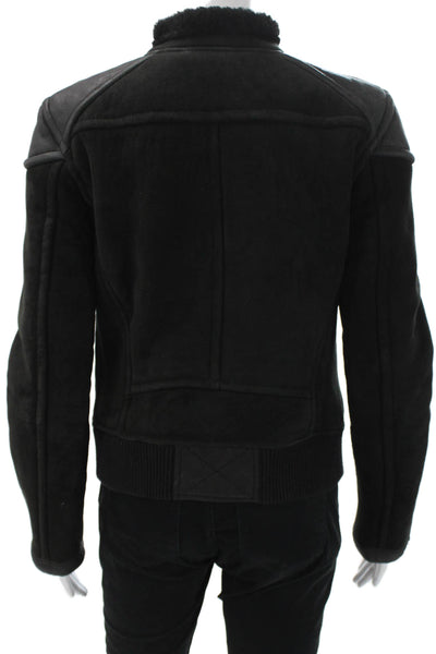 Ugg Mens Biker Suede Jacket Black Zip Long Sleeve Size S