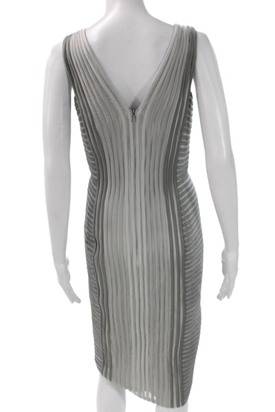 Tadashi Collection Women Sheath Dress Gray Striped V-Neck Sleeveless Size 6