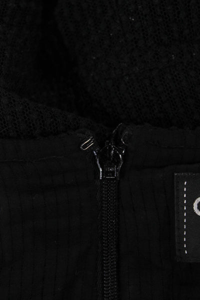 Chanel Womens Shift Dress Black Cotton Square Neck Short Sleeve Size 40