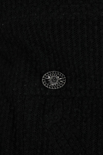 Chanel Womens Shift Dress Black Cotton Square Neck Short Sleeve Size 40