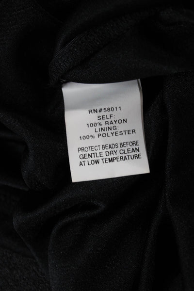 David Meister Women Black One Shoulder Maxi Dress Rayon Zip Sleeveless Size 14
