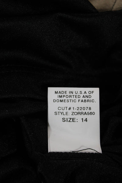 David Meister Women Black One Shoulder Maxi Dress Rayon Zip Sleeveless Size 14