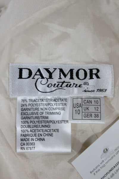 Daymor Couture Women Skirt Suit Ivory V Neck Triacetate Sleeveless Size 10