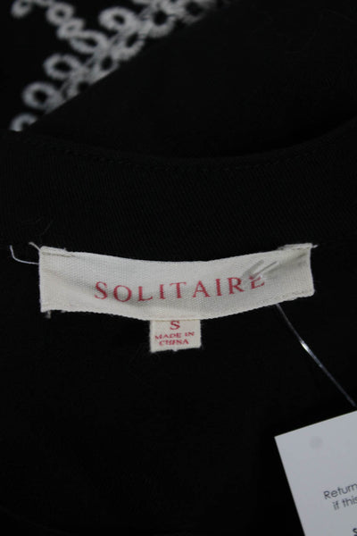 Solitaire Women Maxi Dress Black Rayon V Neck 3/4 Sleeve Pullover Size S