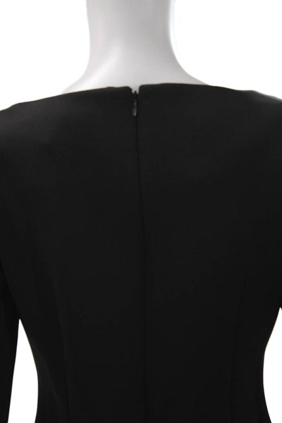 Calvin Klein Womens Sheath Dress Black Boat Neck 3/4 Sleeve Zip Mini Size 6P