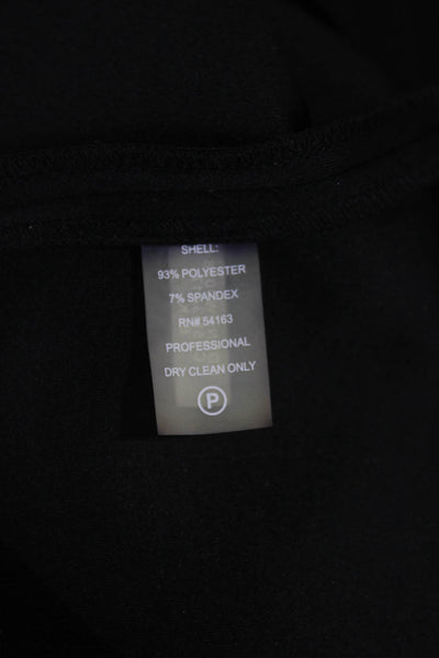 Calvin Klein Womens Sheath Dress Black Boat Neck 3/4 Sleeve Zip Mini Size 6P