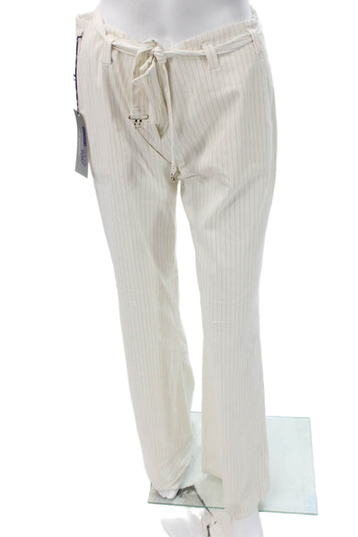 Senso Womens Dress Pants White Striped Polyester Tie Size 46