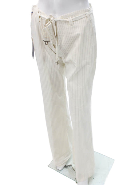 Senso Womens Dress Pants White Striped Polyester Tie Size 46